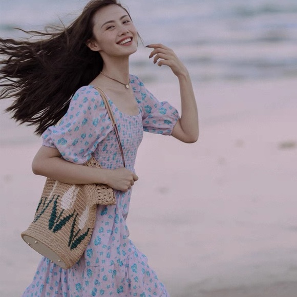 Floral low back smock midi dress - Picture 5 of 11